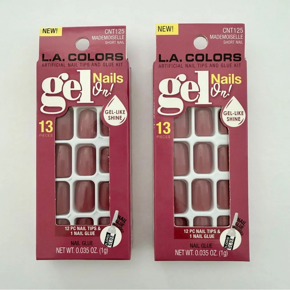 L.A. Colors Gel Press On Artificial Nail Kit - 2 PACK BUNDLE Set